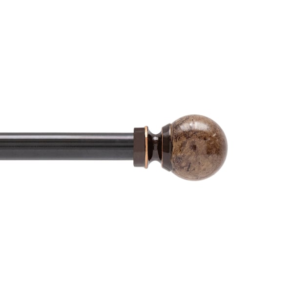Kenney Mfg Kenney Jillian 1/2 Petite Cafe Decorative Window Curtain Rod, 48-86, Brown Marble KN55181 - main